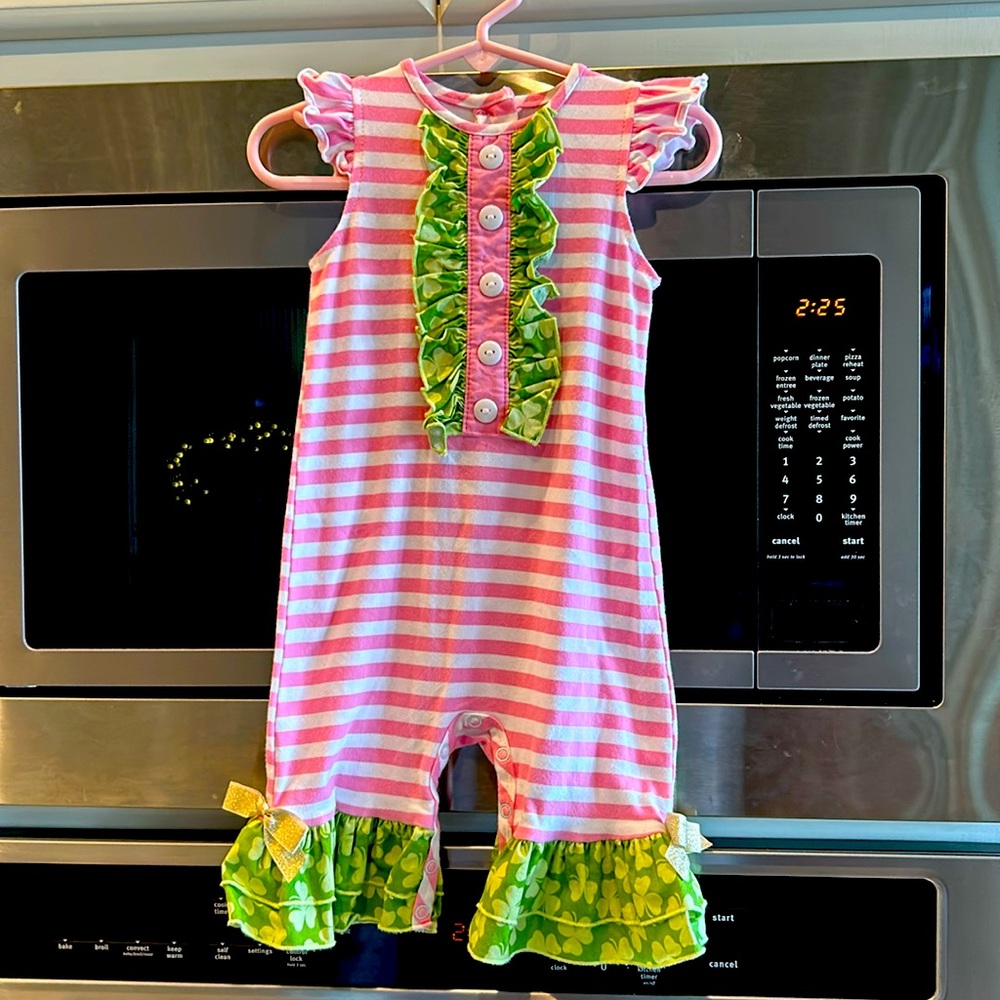 St. Patrick’s Day RicRac & Ruffles Romper, 18 months.